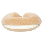 VIAGGI U Shape Round Memory Foam Soft Travel Neck Pillow for Neck Pain Relief Cervical Orthopedic Use Comfortable Neck Rest Pillow - Coffee